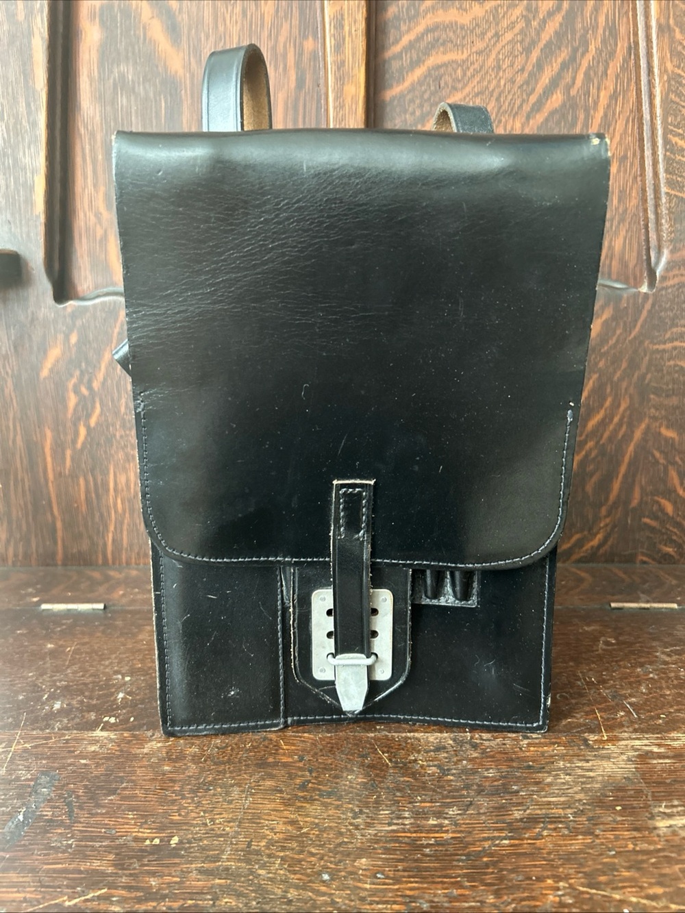 Vintage F. Sohlug Austria Black Leather Satchel Shoulder Bag 1961 incomplete
